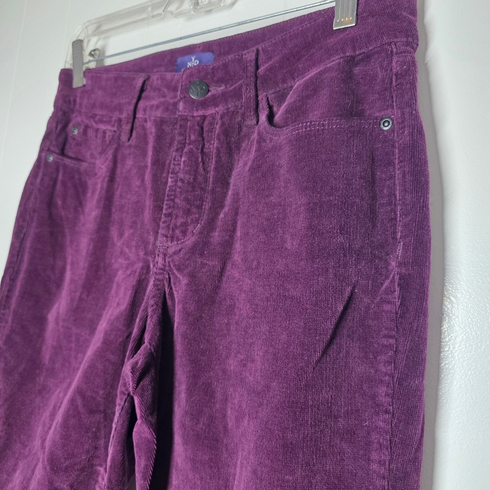 NYDJ Purple Corduroy Straight Leg Pants Womens 4P Petite Stretch Plum